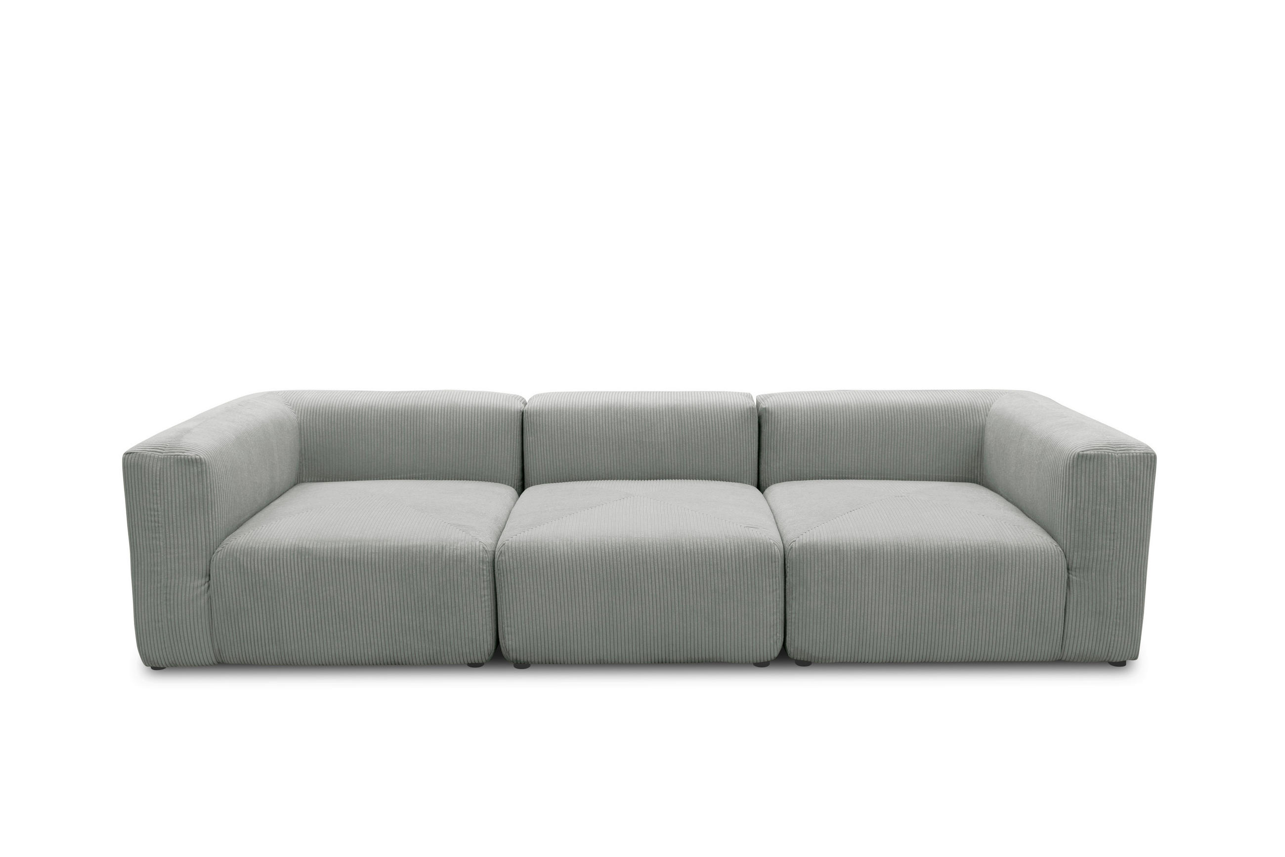 3-SITZER-SOFA in Cord, Mikrofaser Hellgrau  - Hellgrau/Schwarz, Design, Kunststoff/Textil (301/69/108cm) - MID.YOU