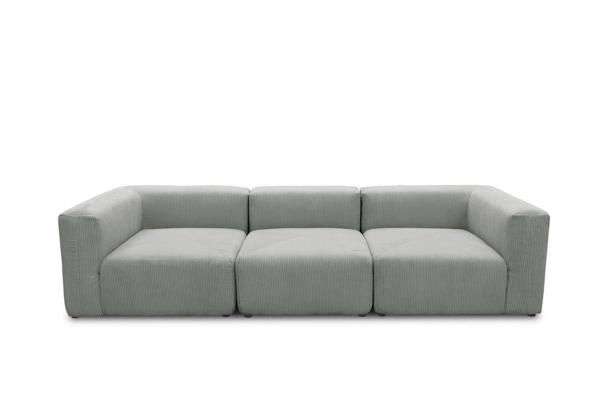 3-SITZER-SOFA in Cord, Mikrofaser Hellgrau  - Hellgrau/Schwarz, Design, Kunststoff/Textil (301/69/108cm) - MID.YOU