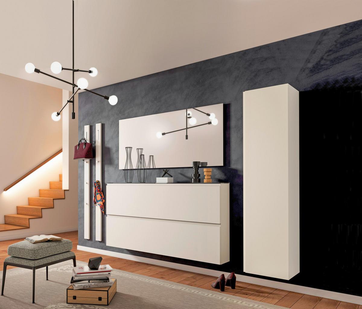 HÄNGESCHUHSCHRANK Gardasee  in 160/81/22 cm  - Taupe, Design, Glas/Holzwerkstoff (160/81/22cm) - Moderano