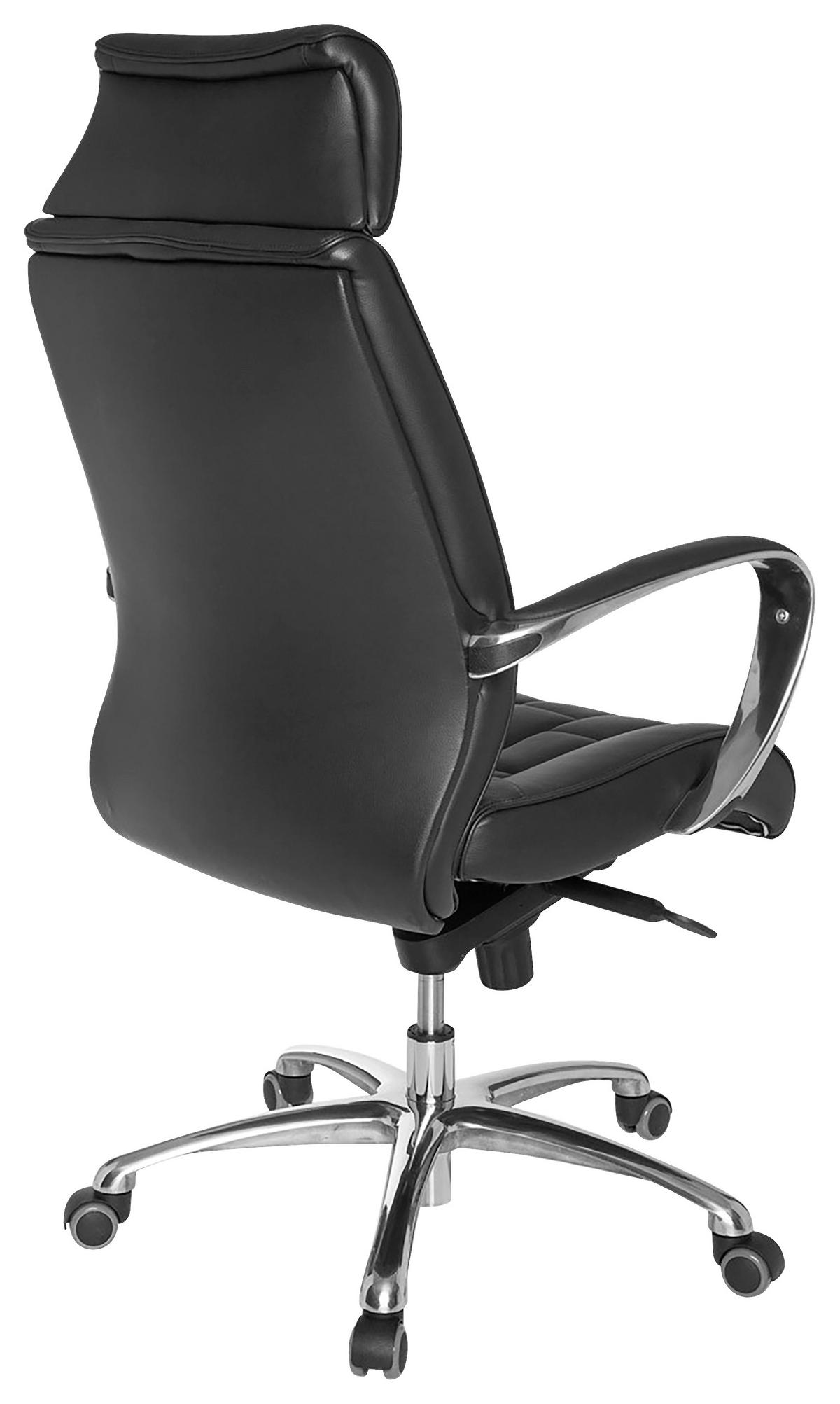 CHEFSESSEL Schwarz  - Alufarben/Schwarz, MODERN, Leder/Kunststoff (66/128/62cm) - MID.YOU
