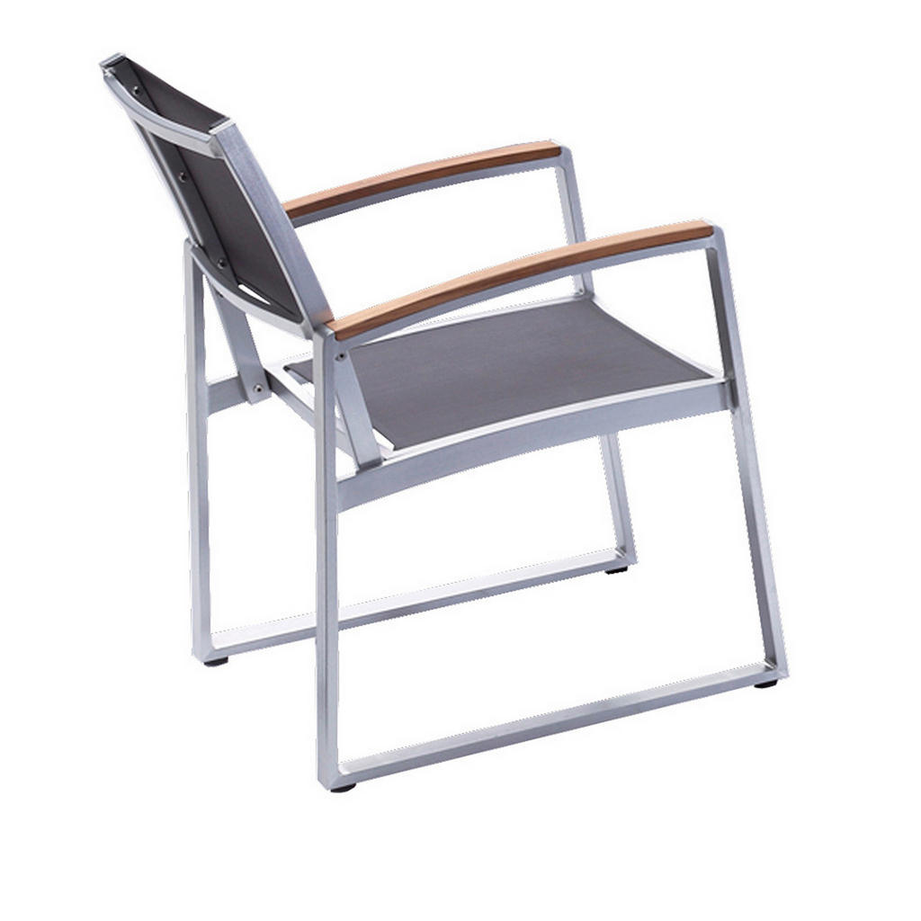 Thumbnail - Gardenson Gartenstuhl-Set, Dunkelgrau, Hellbraun, Metall, Kunststoff, eckig, 56x84x66 cm, stapelbar, wetterbeständig, UV...