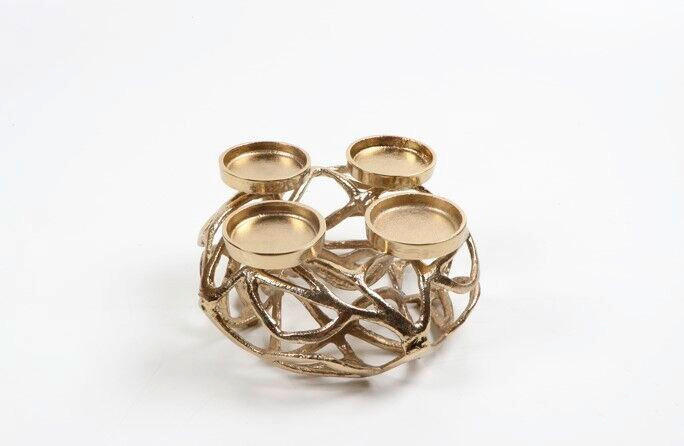 ADVENTSKERZENHALTER  - Goldfarben, KONVENTIONELL, Metall (24,5/10cm) - X-Mas