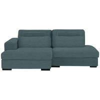 ECKSOFA in Velours, Cord Salbeigrün  - Salbeigrün/Schwarz, Design, Kunststoff/Textil (158/223cm) - Lomoco