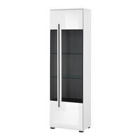 VITRINE  in Weiß Hochglanz  - Weiß Hochglanz/Schwarz, Design, Glas/Holzwerkstoff (60/200/37cm) - Livetastic