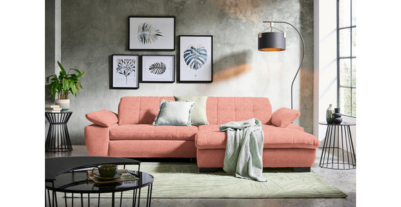 ECKSOFA in Webstoff Koralle  - Koralle/Schwarz, Design, Textil/Metall (265/180cm) - Carryhome