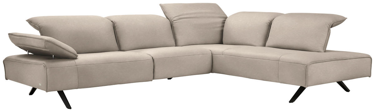 ECKSOFA Echtleder Beige  - Anthrazit/Beige, Design, Leder/Metall (290/230cm) - Johann Jakob