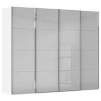 SCHWEBETÜRENSCHRANK 271/223/68 cm 4-türig Weiß, Grau  - Chromfarben/Weiß, Design, Glas/Holzwerkstoff (271/223/68cm) - Novel