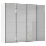 SCHWEBETÜRENSCHRANK 271/223/68 cm 4-türig Weiß, Grau  - Chromfarben/Weiß, Design, Glas/Holzwerkstoff (271/223/68cm) - Novel