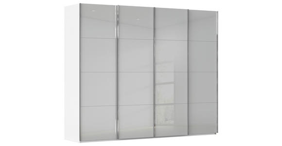 SCHWEBETÜRENSCHRANK 271/223/68 cm 4-türig Weiß, Grau - Chromfarben/Weiß, Design, Glas/Holzwerkstoff (271/223/68cm) - Novel