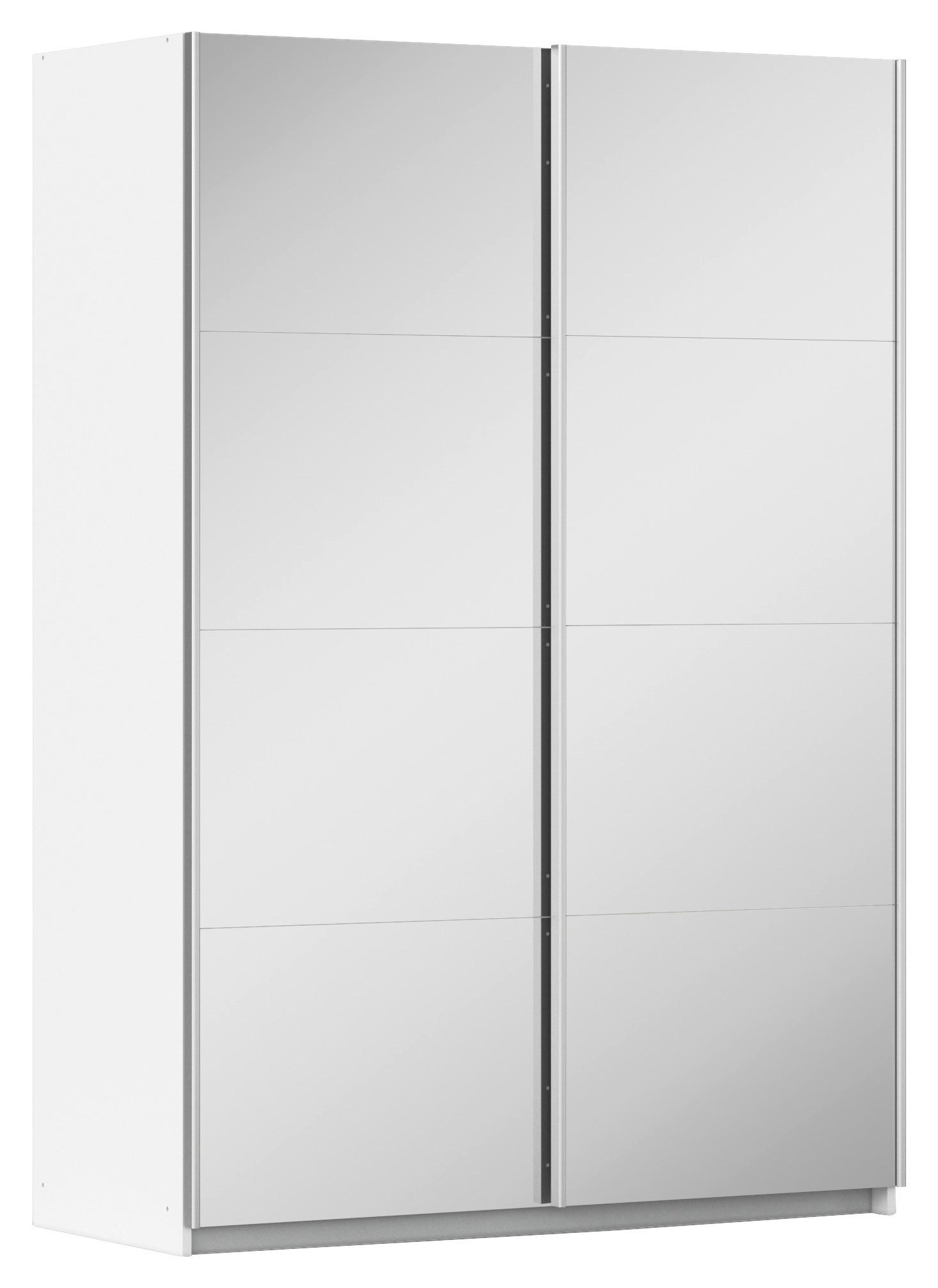 SCHWEBETÜRENSCHRANK in Weiss - Weiss/Alufarben, Modern, Holzwerkstoff/Metall (136/197/61cm) - Rauch Möbel