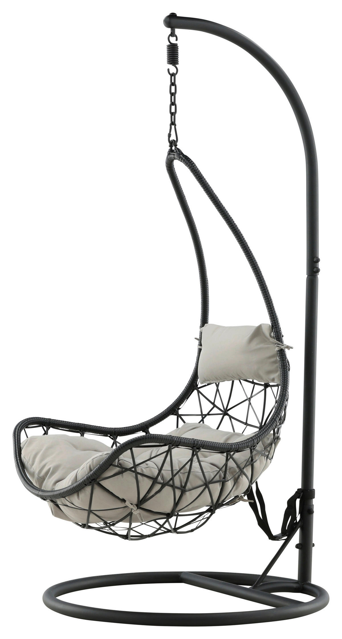 HÄNGESESSEL 95/196/95 cm  - Schwarz/Grau, KONVENTIONELL, Kunststoff/Textil (95/196/95cm) - Gardenson