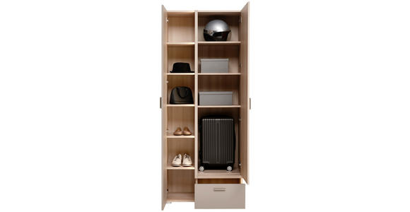 GARDEROBENSCHRANK in 78/194/38 cm - Chromfarben/Eichefarben, Design, Holzwerkstoff/Kunststoff (78/194/38cm) - Voleo