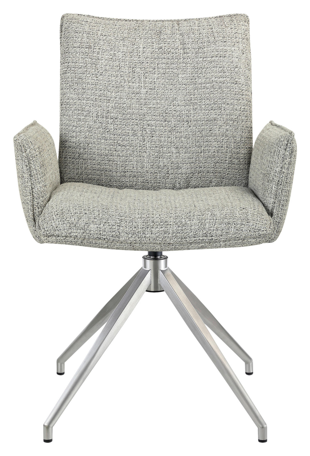 ARMLEHNSTUHL  Sitzfläche 360° drehbar, automatische Rückholfunktion Webstoff  Edelstahlfarben, Beige  - Edelstahlfarben/Beige, Design, Textil/Metall (60,5/87/61,5cm) - Novel