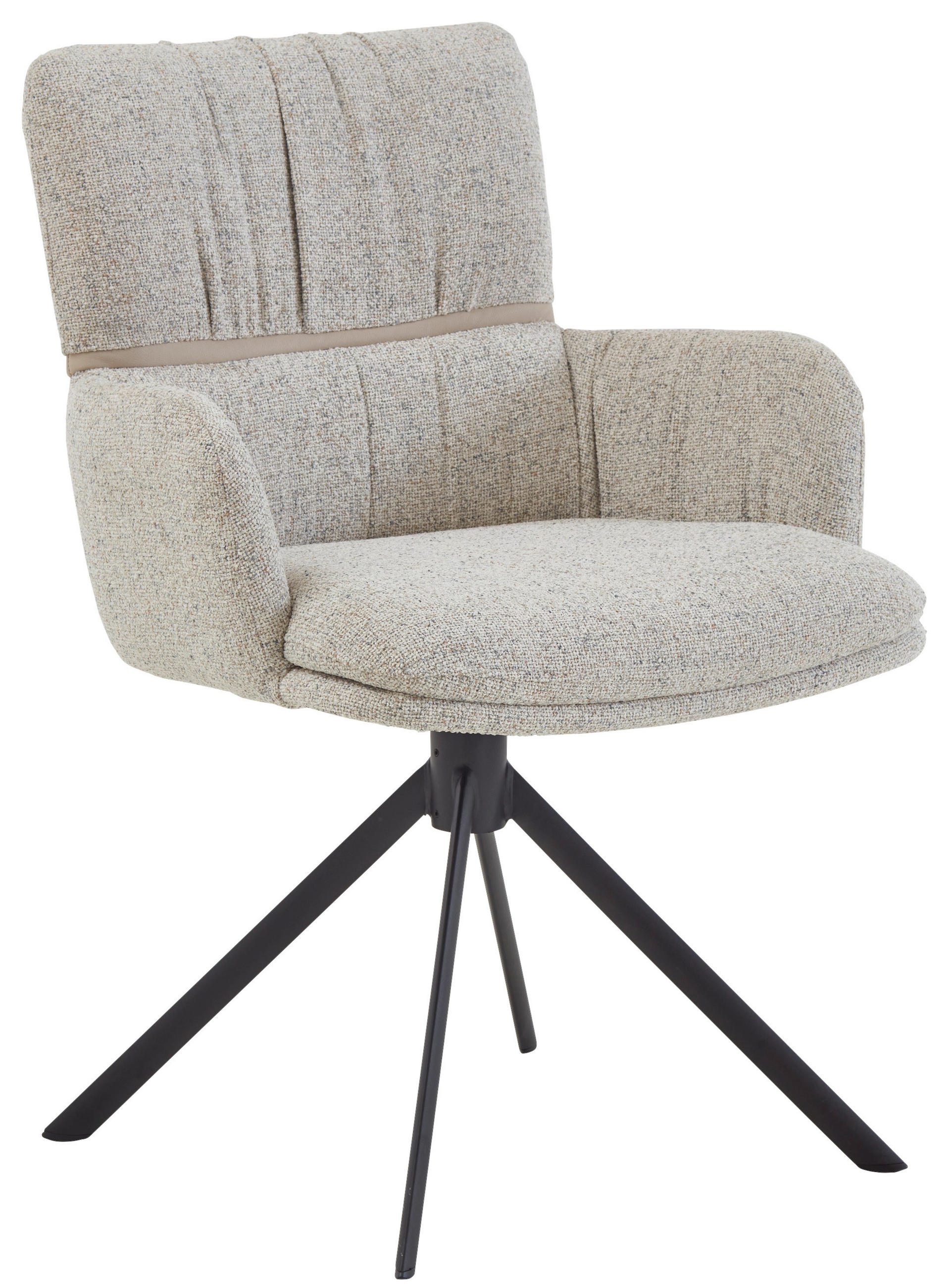 ARMLEHNSTUHL  Typenauswahl, Sitzfläche 360° drehbar, inklusive Armlehnen, Gestellauswahl, automatische Rückholfunktion Mikrofaser  Naturfarben  - Schwarz/Naturfarben, Design, Textil/Metall (61/86/63cm) - Valdera