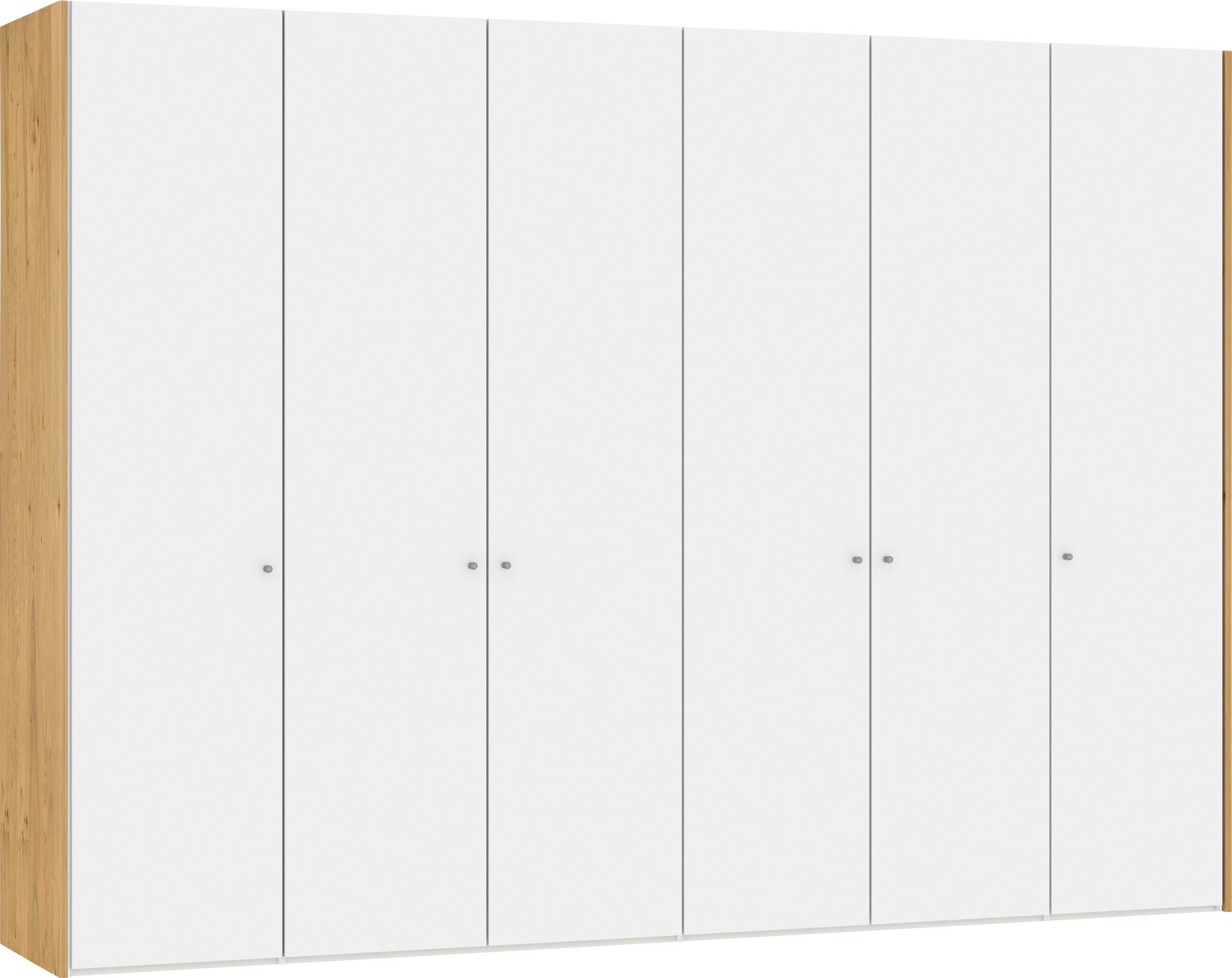 FALTTÜRENSCHRANK  in Weiß, Eichefarben  - Eichefarben/Silberfarben, Design, Glas/Holz (305,6/220/58,5cm) - Jutzler