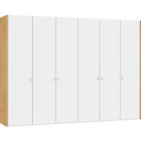 FALTTÜRENSCHRANK  in Weiß, Eichefarben  - Eichefarben/Silberfarben, Design, Glas/Holz (305,6/220/58,5cm) - Jutzler