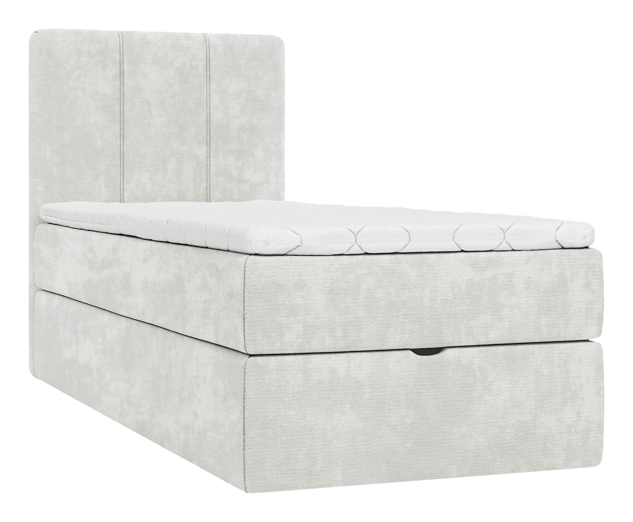 BOXBETT 90/200 cm,  in Creme, Matratze, gepolstertes Kopfteil, Bettkasten, Topper, H3 = fest  - Creme/Schwarz, Design, Holzwerkstoff/Kunststoff (90/200cm) - Esposa