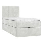 BOXBETT 90/200 cm,  in Creme, Matratze, gepolstertes Kopfteil, Bettkasten, Topper, H3 = fest  - Creme/Schwarz, Design, Holzwerkstoff/Kunststoff (90/200cm) - Esposa