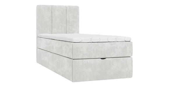 BOXBETT 70/200 cm,  in Creme, Matratze, gepolstertes Kopfteil, Bettkasten, Topper, H3 = fest  - Creme/Schwarz, Design, Holzwerkstoff/Kunststoff (70/200cm) - Esposa