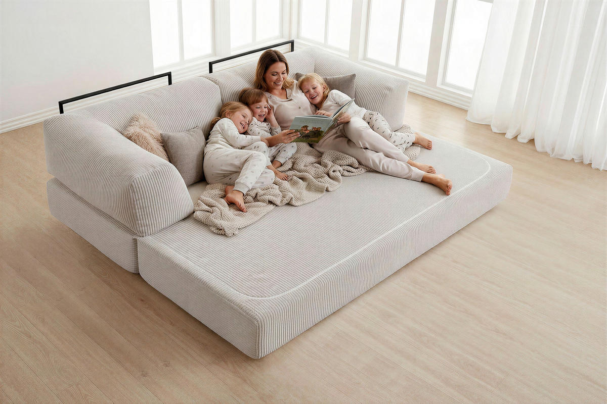 SCHLAFSOFA Cord Naturfarben  - Naturfarben, KONVENTIONELL, Textil/Metall (200/77/80cm) - Carryhome