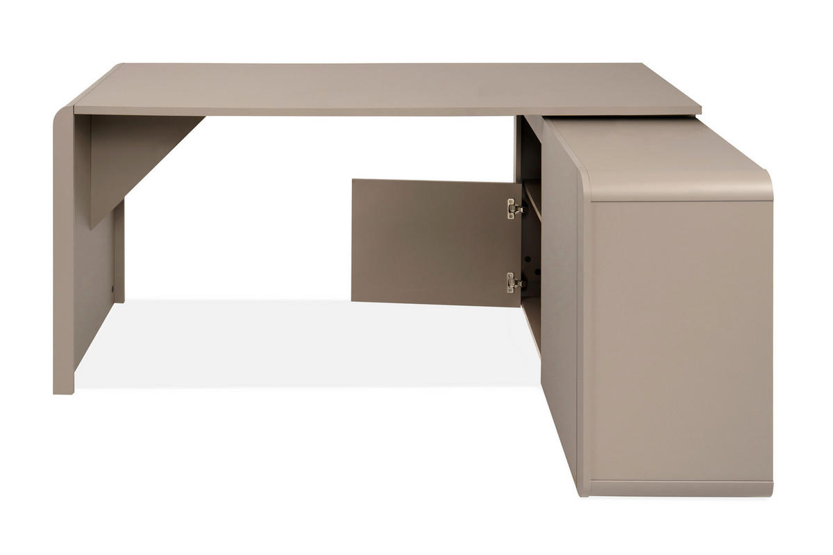 ECKSCHREIBTISCH  Greige Kabeldurchlass, seitenverkehrt montierbar  - Greige, KONVENTIONELL, Holzwerkstoff (165/75/117,5cm) - Livetastic