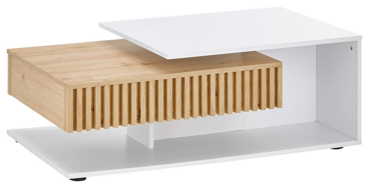 COUCHTISCH 110/60/40 cm rechteckig Weiß, Eiche Artisan  - Eiche Artisan/Weiß, Design, Holzwerkstoff (110/60/40cm) - Boxxx