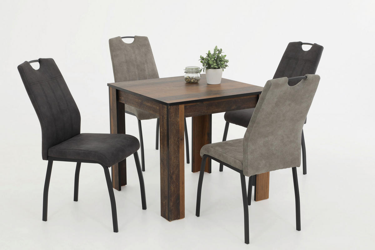 STUHL-SET 4 Stück  in Stahl Mikrofaser Metall, Textil  - Grau, MODERN, Textil/Metall (44/96/64cm) - MID.YOU