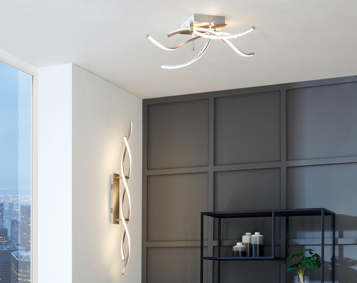 STROPNÍ LED SVÍTIDLO, 78/78/17 cm - barvy niklu, Design, kov (78/78/17cm)
