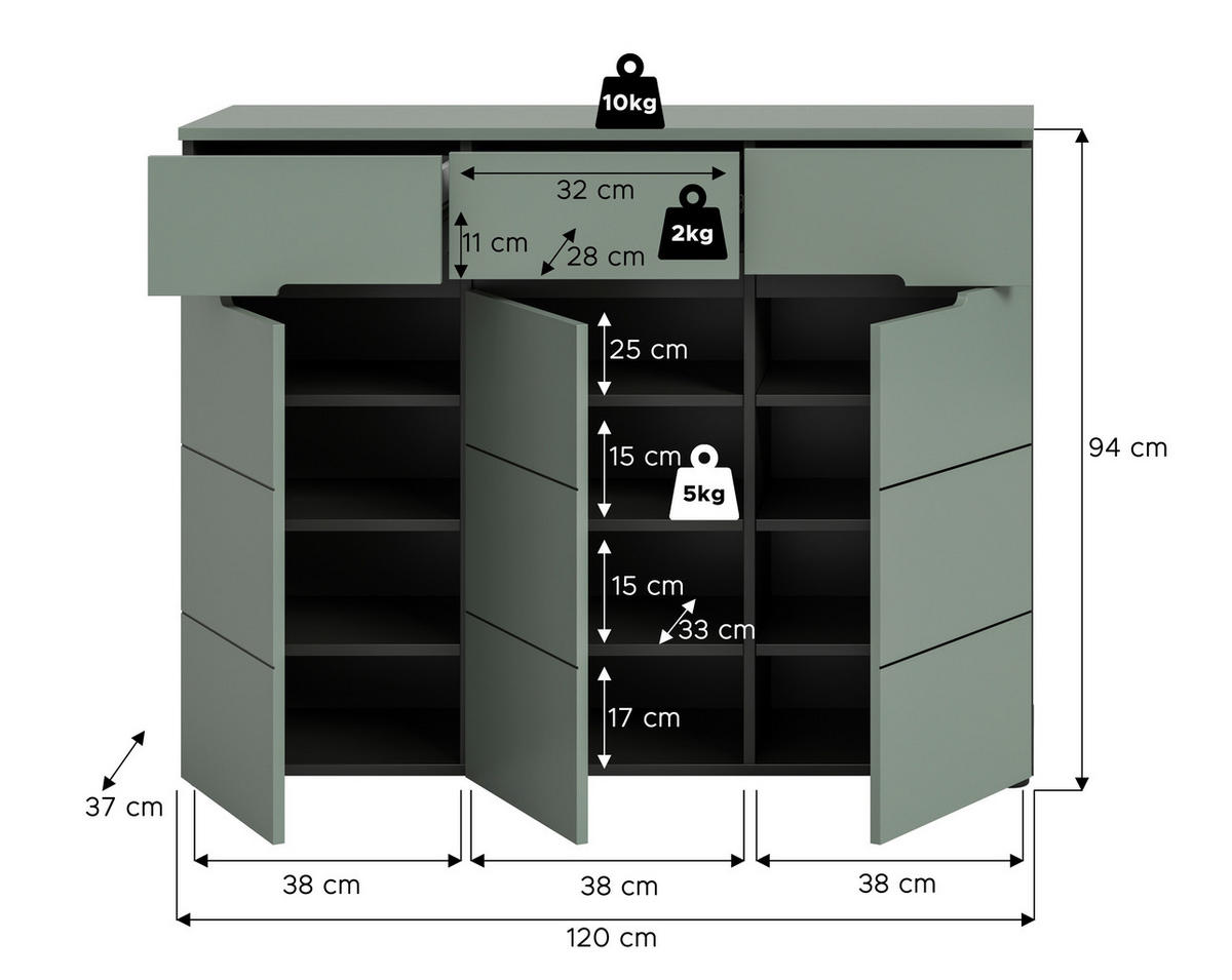 CIPŐSSZEKRÉNY - fekete, Design, műanyag/faalapú anyag (120/94/37cm) - Livetastic