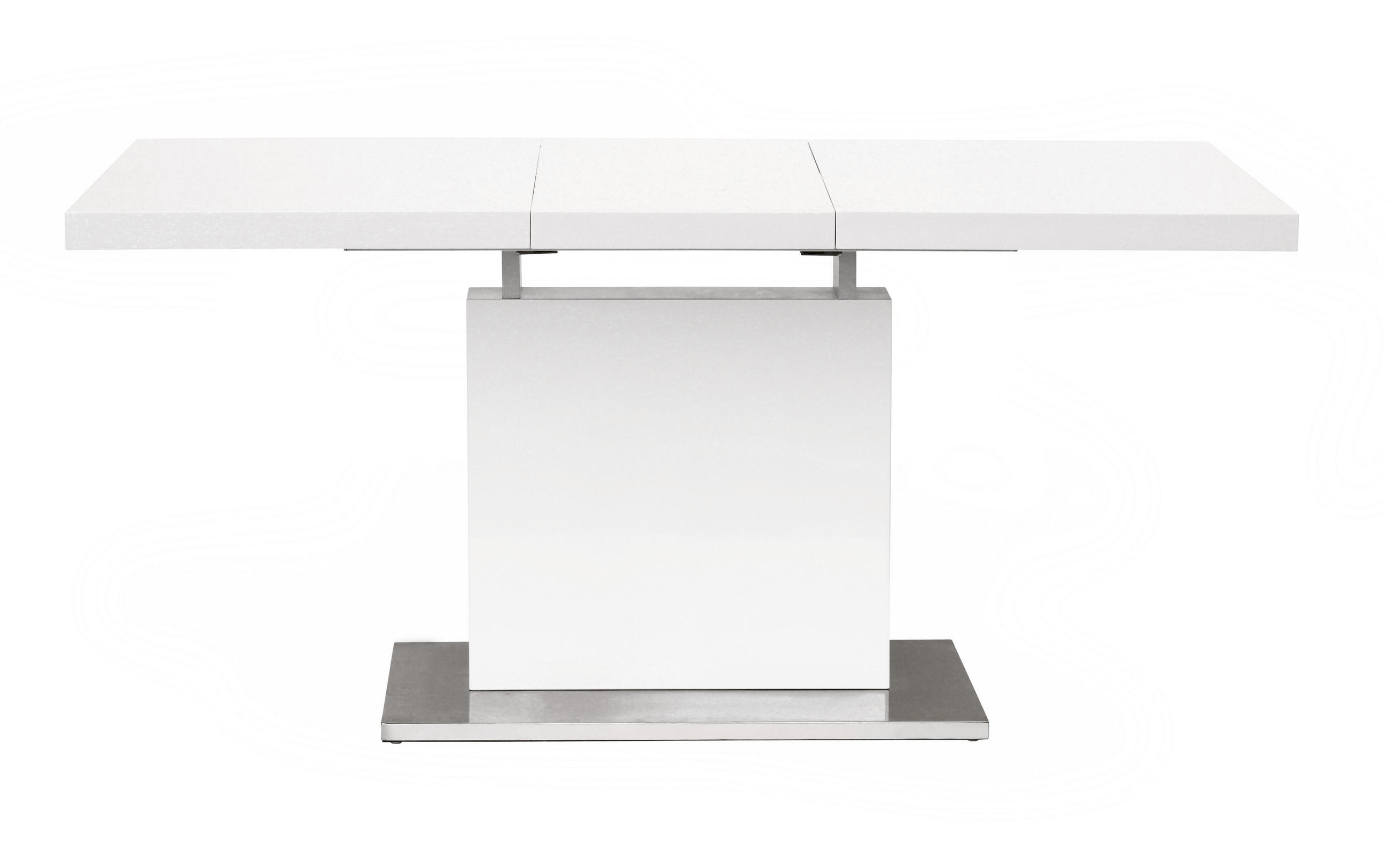 ESSTISCH 120-160/80/76 cm Metall Chromfarben, Weiß Hochglanz rechteckig - Chromfarben/Weiß Hochglanz, Design, Holzwerkstoff/Metall (120-160/80/76cm) - Carryhome