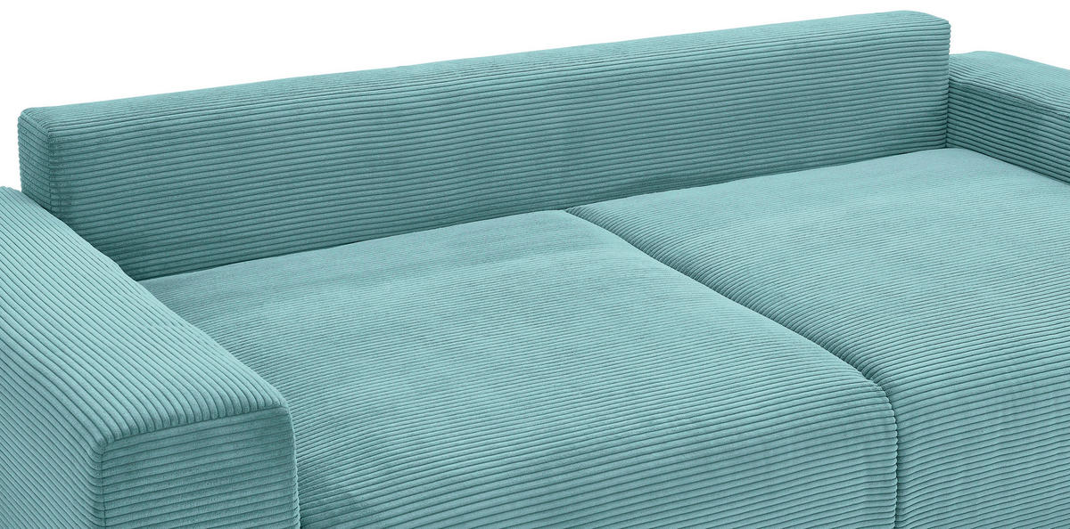 SCHLAFSOFA Cord Mintgrün  - Buchefarben/Schwarz, KONVENTIONELL, Holz/Kunststoff (255/86/123cm) - Livetastic