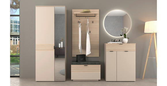 GARDEROBENSCHRANK in 78/202/38 cm - Kaschmir/Eichefarben, Design, Glas/Holzwerkstoff (78/202/38cm) - Xora