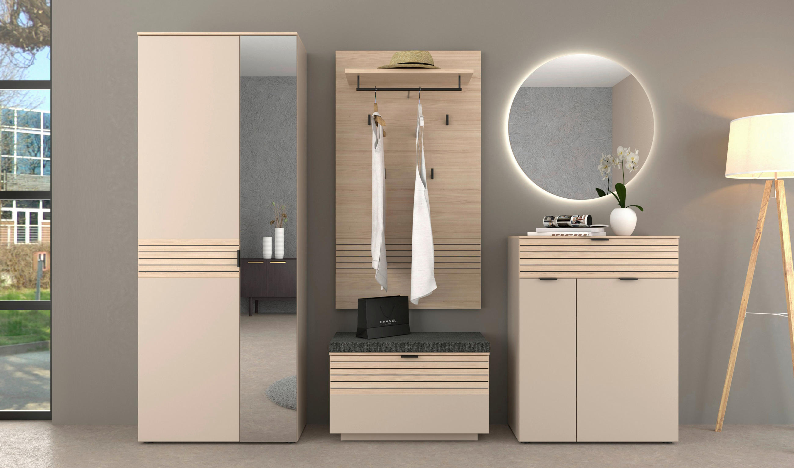 Thumbnail - Xora Schuhschrank, Eiche, Kaschmir, Holzwerkstoff, 3 Fächer, 1 Schublade(n) Schubladen, 78x102x38 cm, Typenauswahl, Beim...