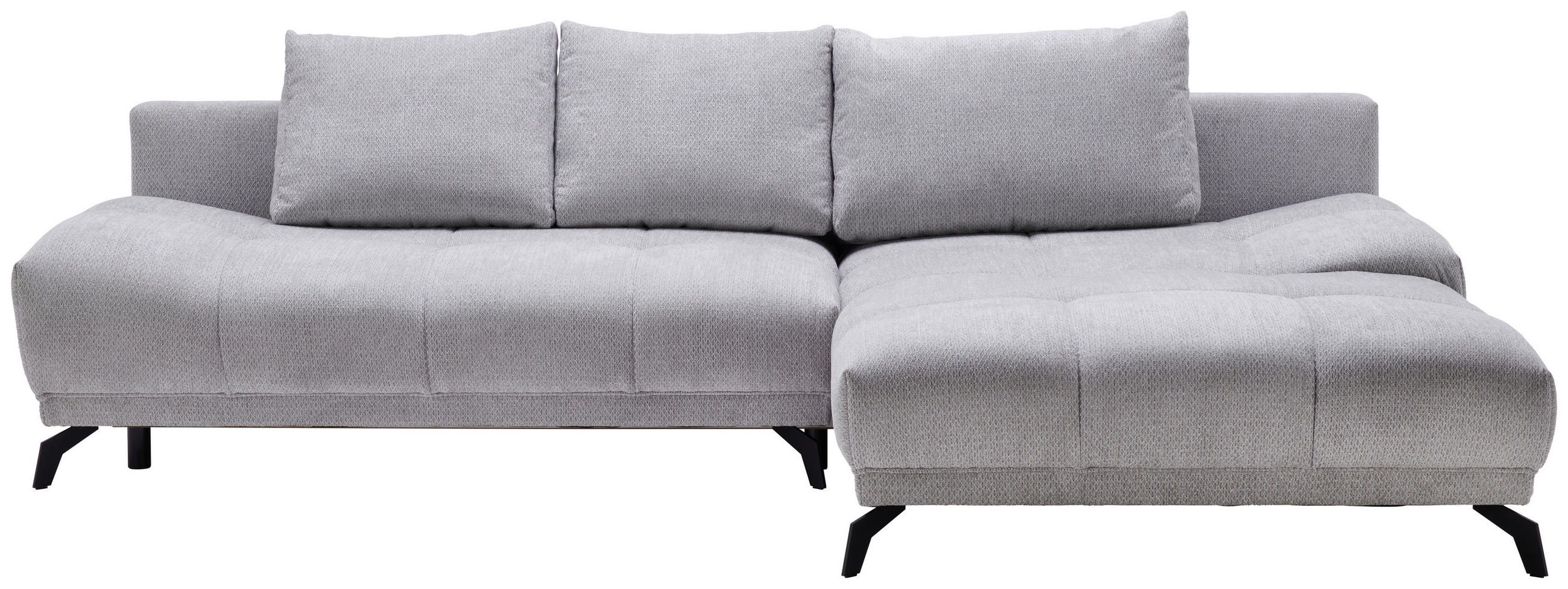 ECKSOFA Grau Chenille  - Schwarz/Grau, MODERN, Textil/Metall (290/182cm) - Hom`in