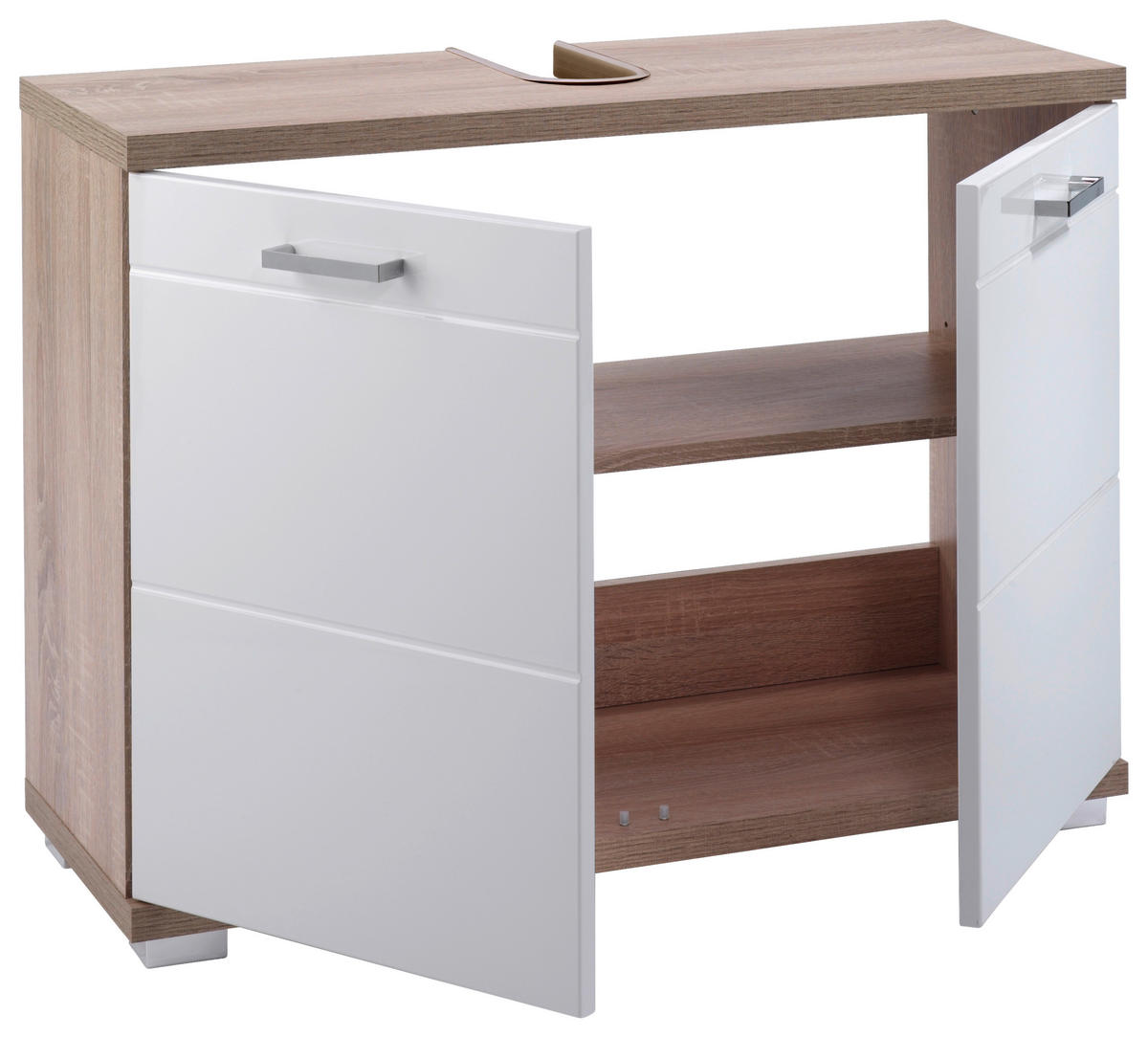 WASCHBECKENUNTERSCHRANK 80/59/31,5 cm  - Chromfarben/Sonoma Eiche, LIFESTYLE, Holzwerkstoff/Kunststoff (80/59/31,5cm) - MID.YOU