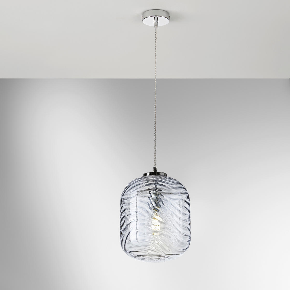 HÄNGELEUCHTE Luce Ambiente e Design 24,5/149,7 cm   - Chromfarben/Pastellblau, KONVENTIONELL, Glas/Metall (24,5/149,7cm)