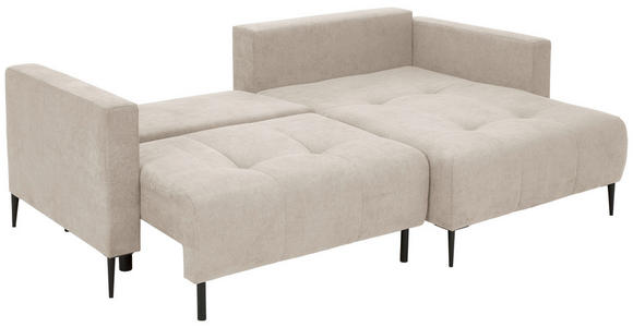 ECKSOFA in Velours Beige  - Beige/Schwarz, KONVENTIONELL, Textil/Metall (226/155cm) - Carryhome