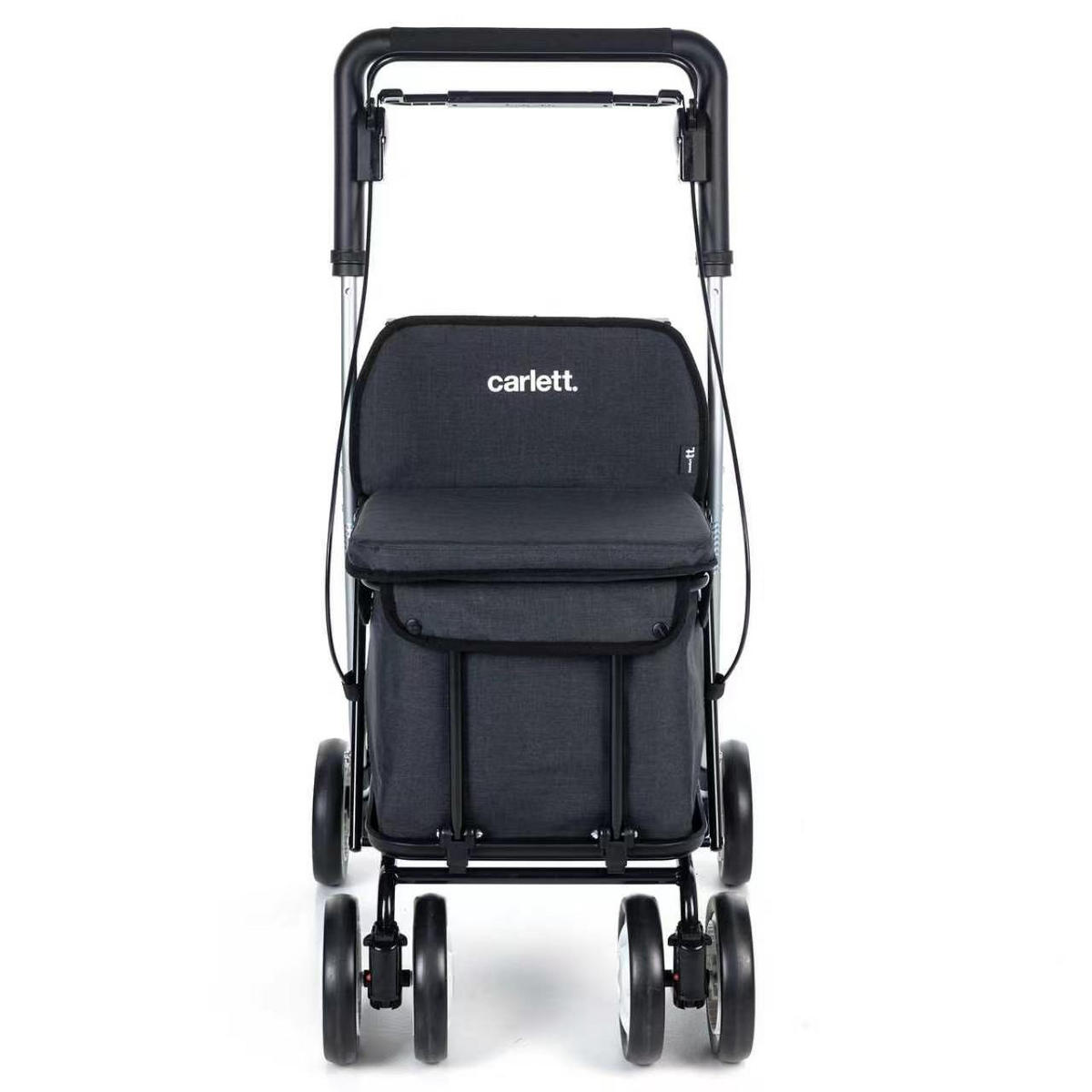 EINKAUFSTROLLEY  - Silberfarben/Schwarz, Trend, Textil/Metall (65/88.5/52.5cm) - Milino
