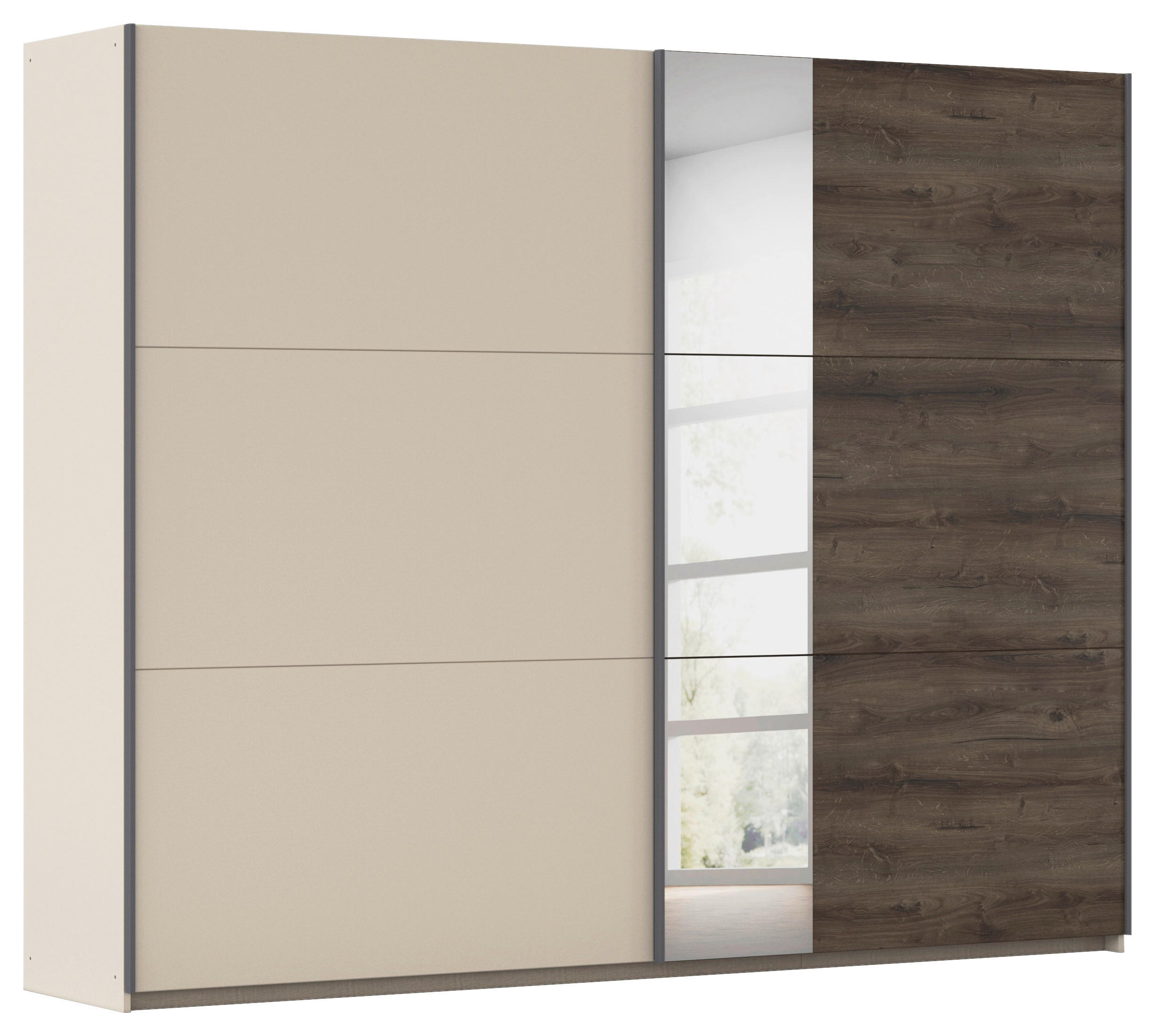 XXXLutz Schwebetürenschrank Klar, Champagner, Eiche dunkel 218x210x59 cm