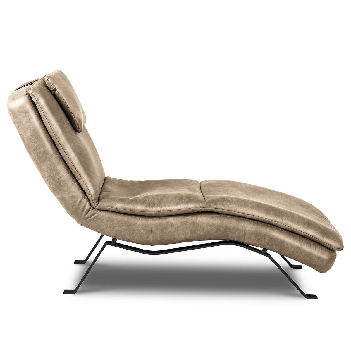 RELAXLIEGE Echtleder Creme  - Creme/Schwarz, Design, Leder/Metall (65/95/171cm) - Celina Home