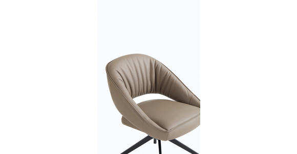 ARMLEHNSTUHL  Sitzfläche 360° drehbar, automatische Rückholfunktion  Echtleder  - Beige/Schwarz, Design, Leder/Metall (61/81/66cm) - Dieter Knoll