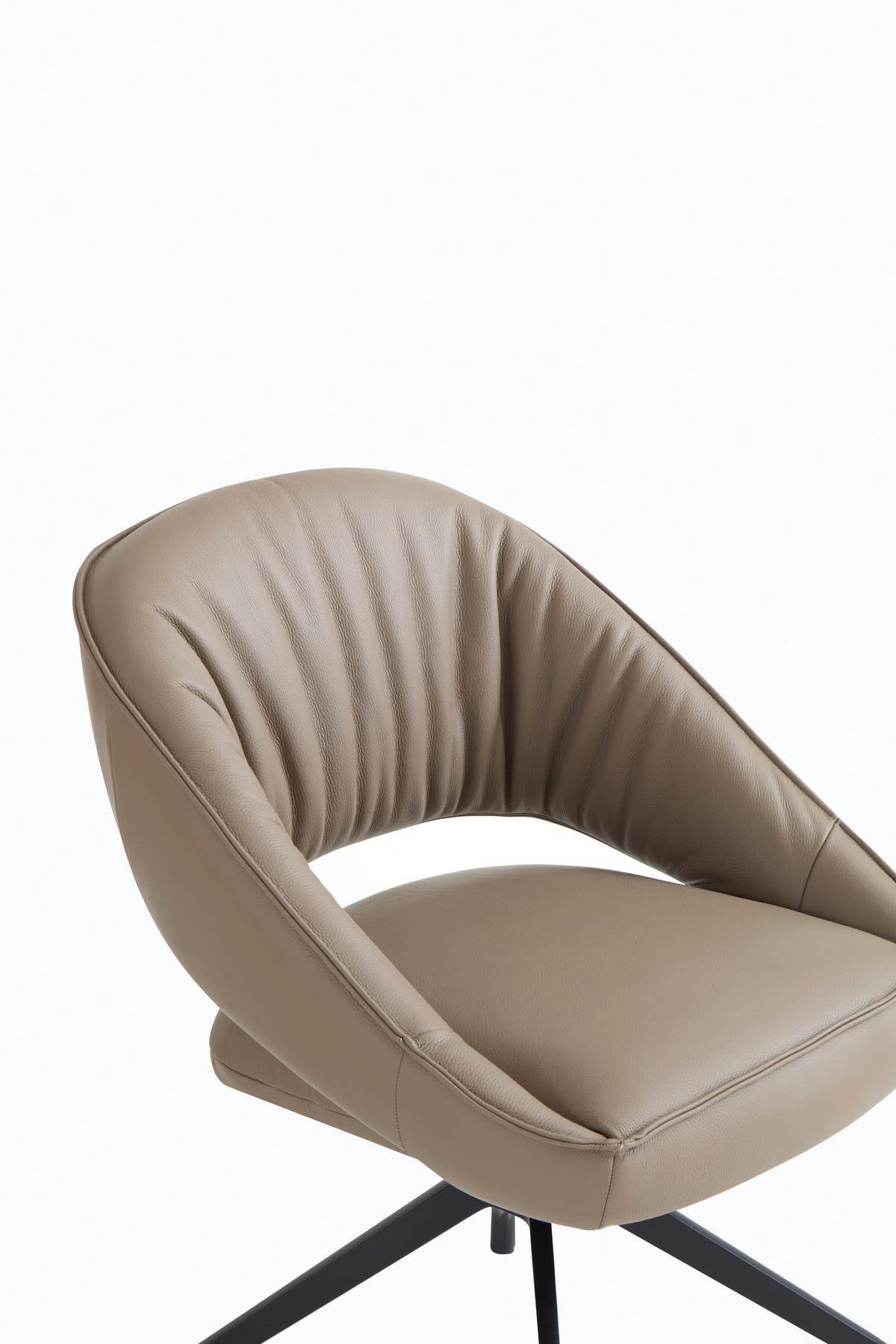 ARMLEHNSTUHL  Sitzfläche 360° drehbar, automatische Rückholfunktion  Echtleder  - Beige/Schwarz, Design, Leder/Metall (61/81/66cm) - Dieter Knoll