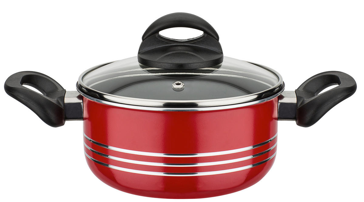 KOCHTOPFSET MILANO color 4-teilig  - Rot, Basics, Metall - GSW