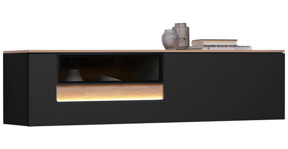 HÄNGEELEMENT Asteiche furniert Anthrazit  - Anthrazit, Design, Glas/Holz (150/38/36cm) - Dieter Knoll