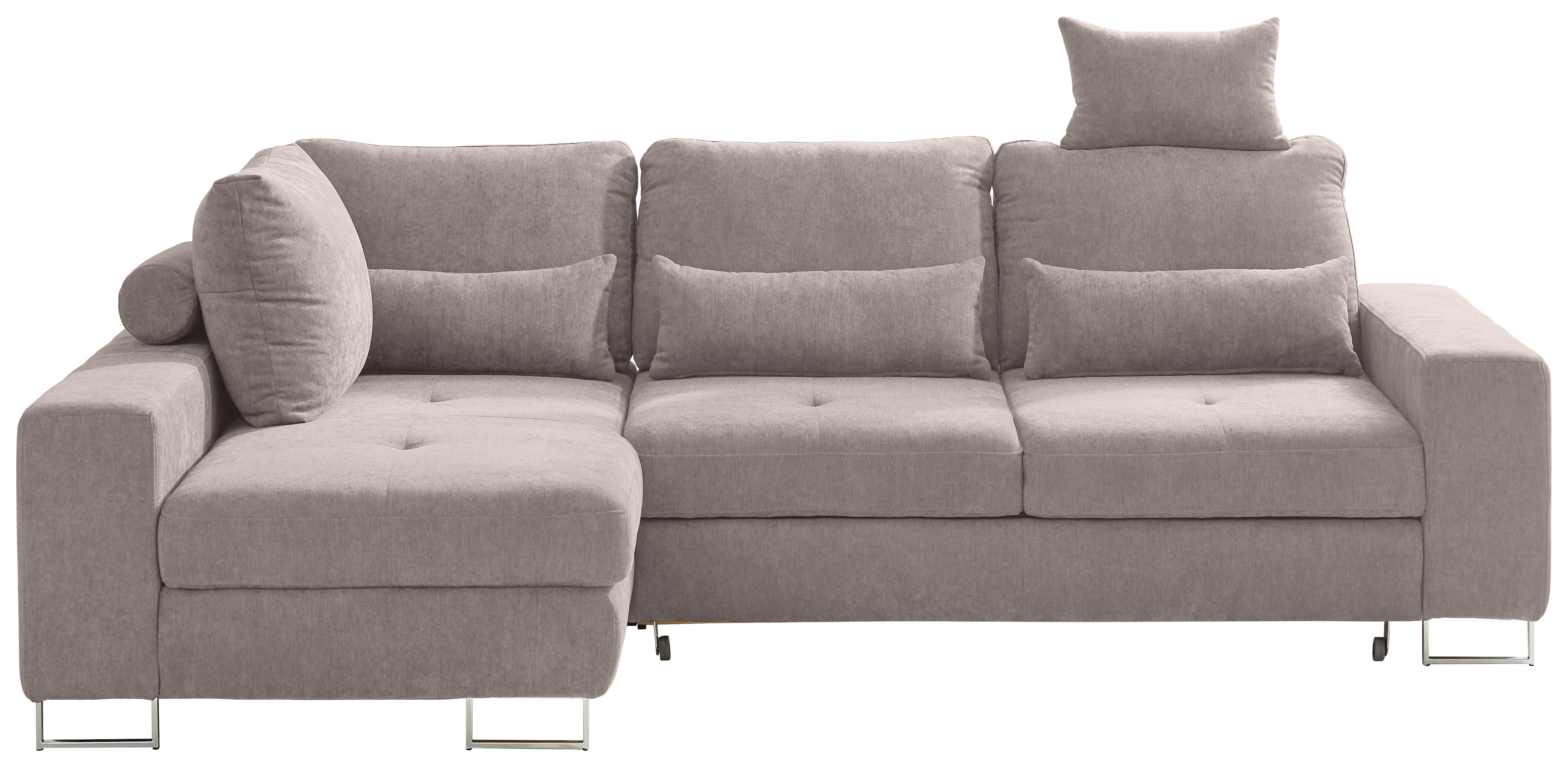 ECKSOFA in Flachgewebe Beige  - Beige, Design, Textil/Metall (188/260cm) - Hom`in
