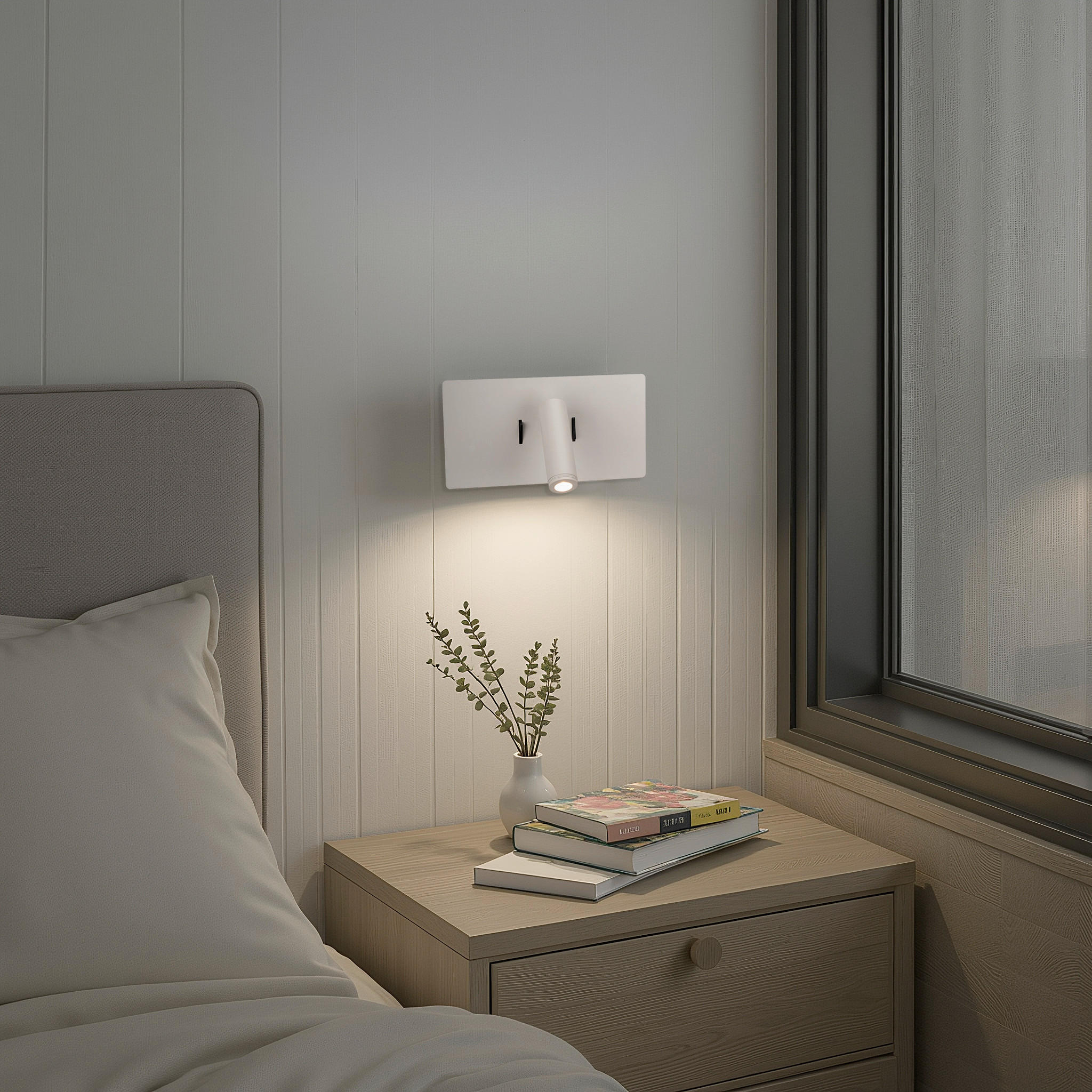 NÁSTENNÉ LED SVIETIDLO, 23/9-16/12 cm - biela, Basics, kov (23/9-16/12cm) - Novel