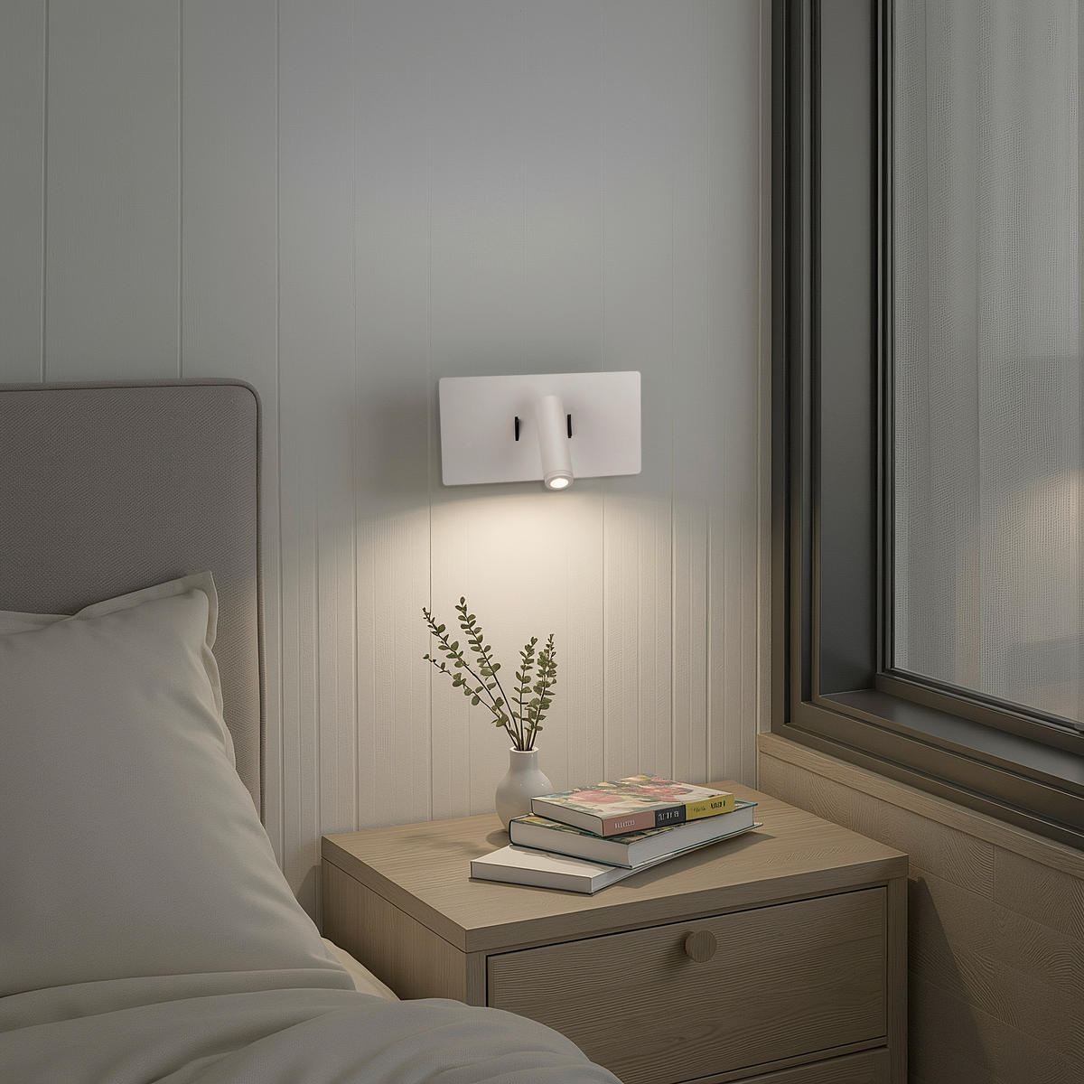 NÁSTENNÉ LED SVIETIDLO, 23/9-16/12 cm - biela, Basics, kov (23/9-16/12cm) - Novel