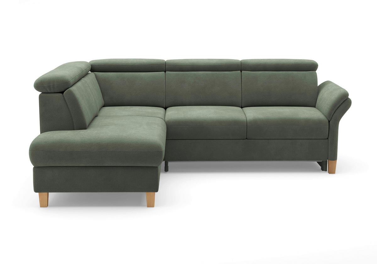ECKSOFA GLENDALE E Dunkelgrün Flachgewebe  - Dunkelgrün/Eichefarben, KONVENTIONELL, Holz/Textil (193/247cm) - Sit & More