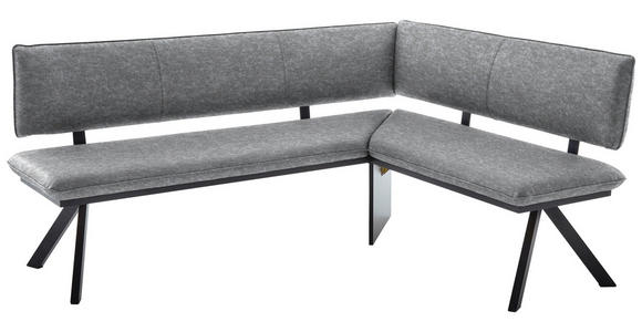 ECKBANK 180/140 cm in Schwarz, Hellgrau - Hellgrau/Schwarz, MODERN, Textil/Metall (180/140cm) - Cantus