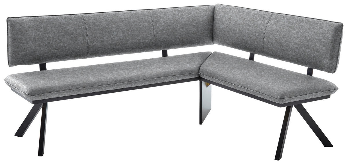 ECKBANK 190/150 cm  in Schwarz, Hellgrau  - Hellgrau/Schwarz, MODERN, Textil/Metall (190/150cm) - Cantus